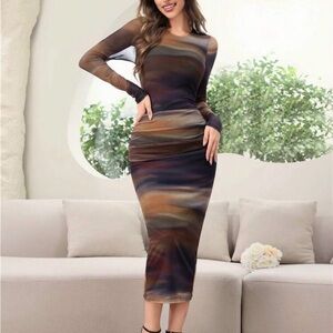 Multicolor Long Sleeve Dress